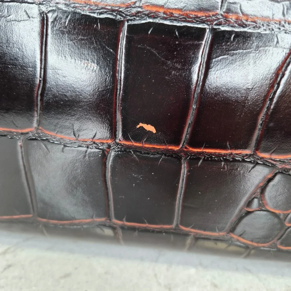 Upjohn Doctor Bag Vintage Faux Croc Embossed Leather Brown Unisex